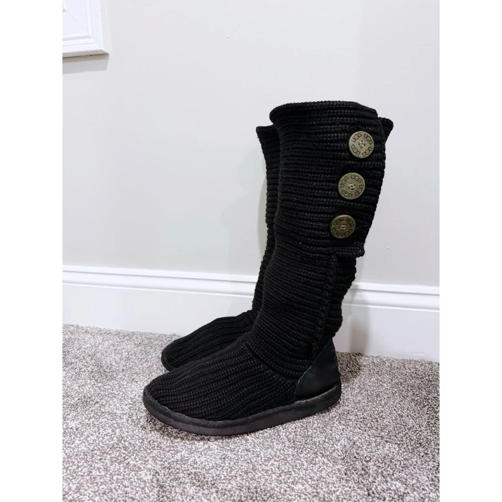 Ugg Classic Cardy Knit Tall Boots in Black